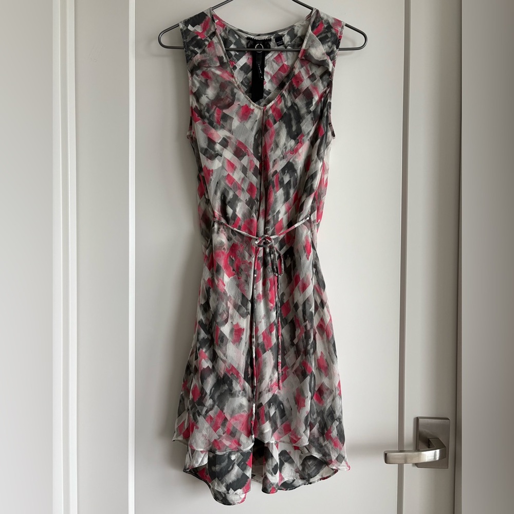 Poleci Pink and Grey Patterned Dress